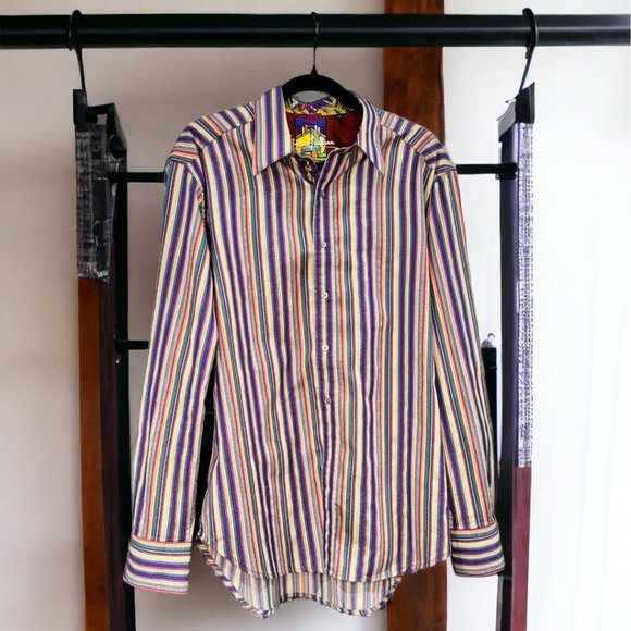 Robert Graham Long Sleeve Embordered Cuff Shirt - Picture 1 of 6